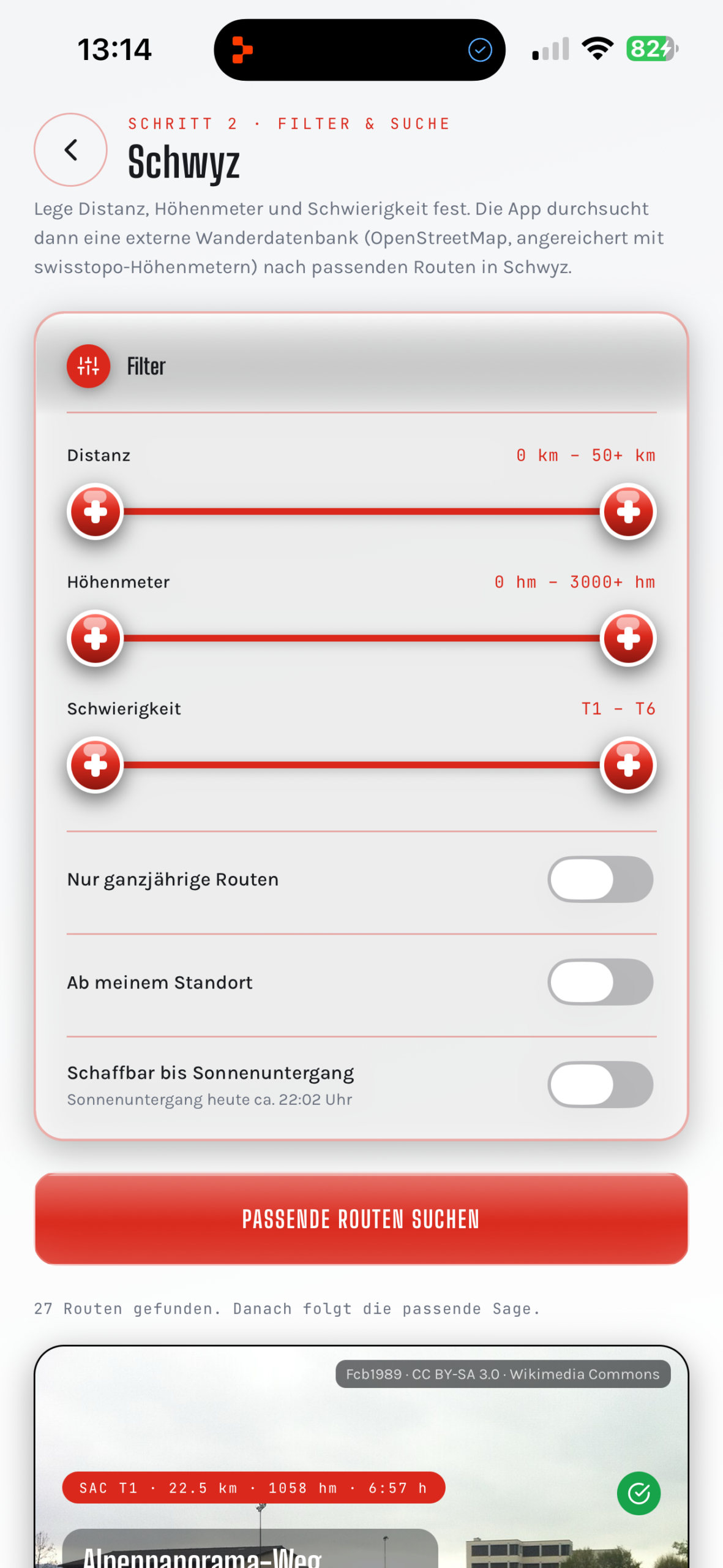 SagaTrail Screenshot: Routenauswahl