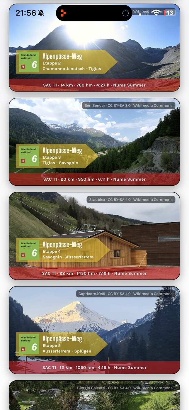 SagaTrail Screenshot: Routenübersicht