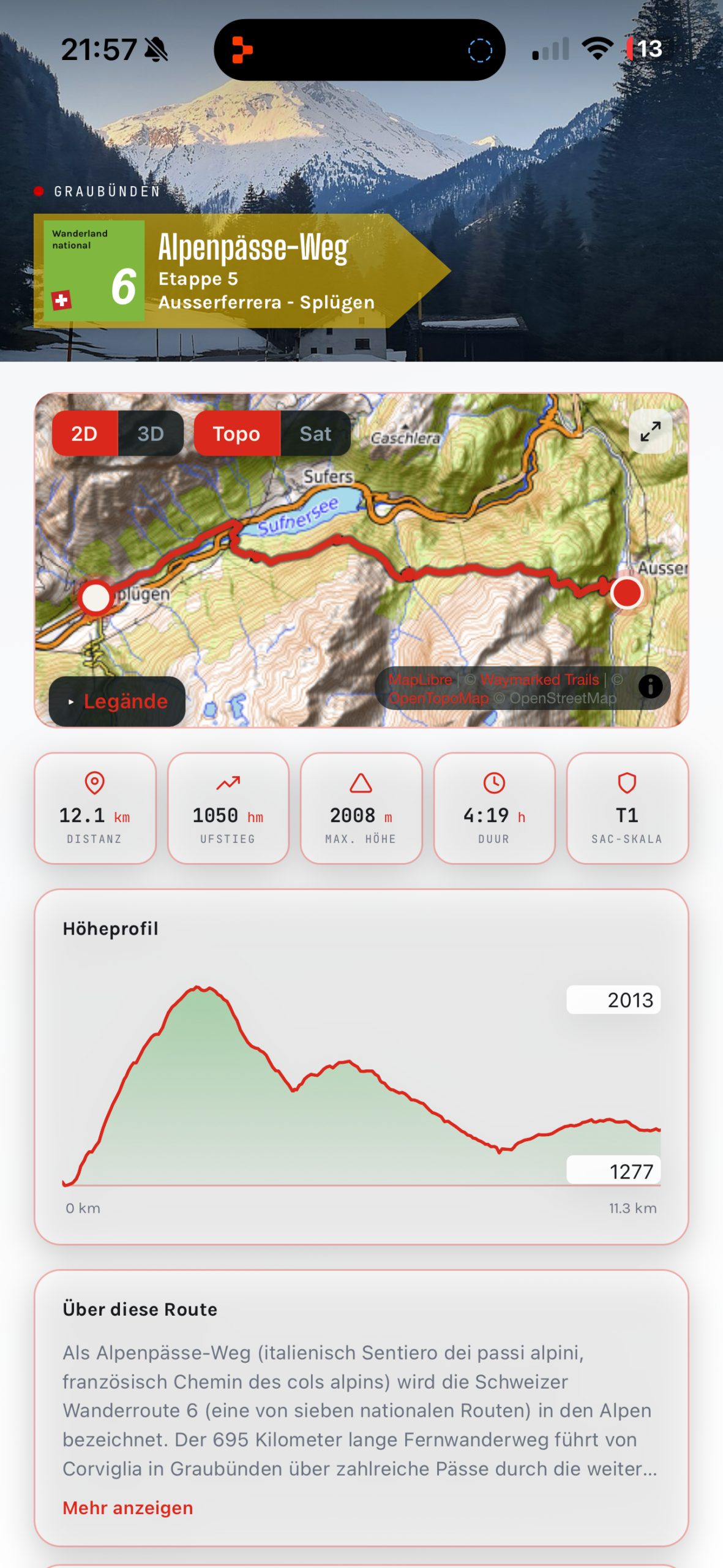 SagaTrail Screenshot: Navigation mit Story-Overlay