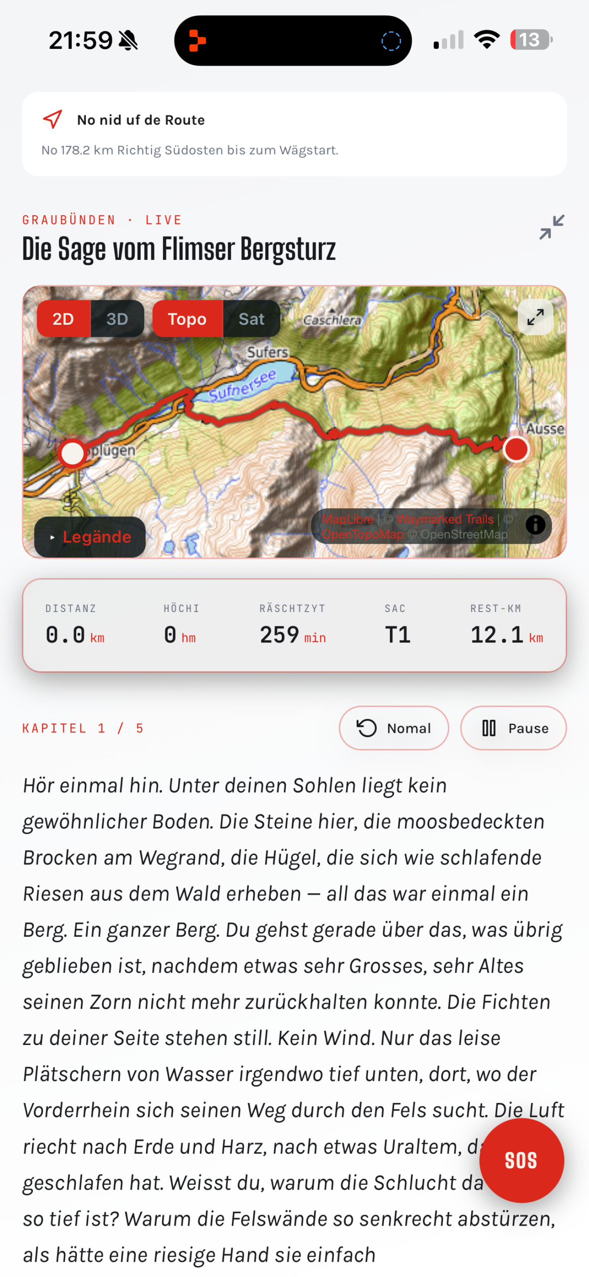 SagaTrail Screenshot: Sagen-Erzählung mit Audio-Player