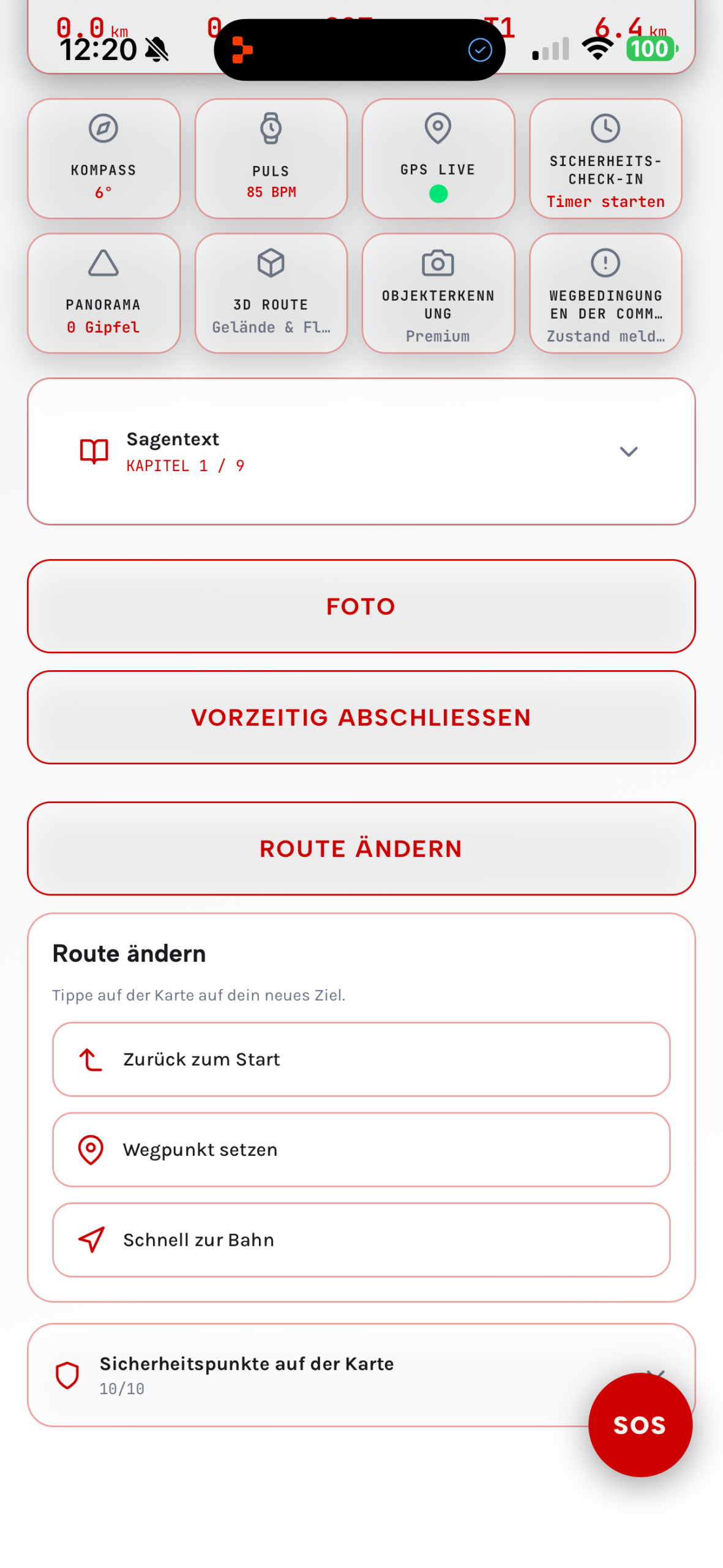 SagaTrail Route während der Wanderung ändern