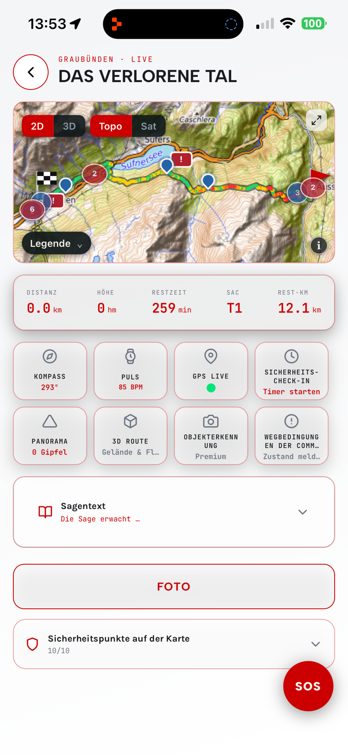 SagaTrail Screenshot: Routenübersicht