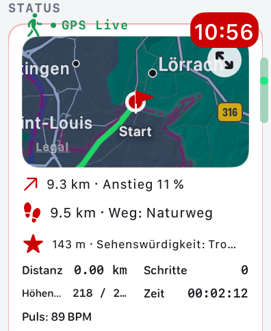 SagaTrail auf Apple Watch